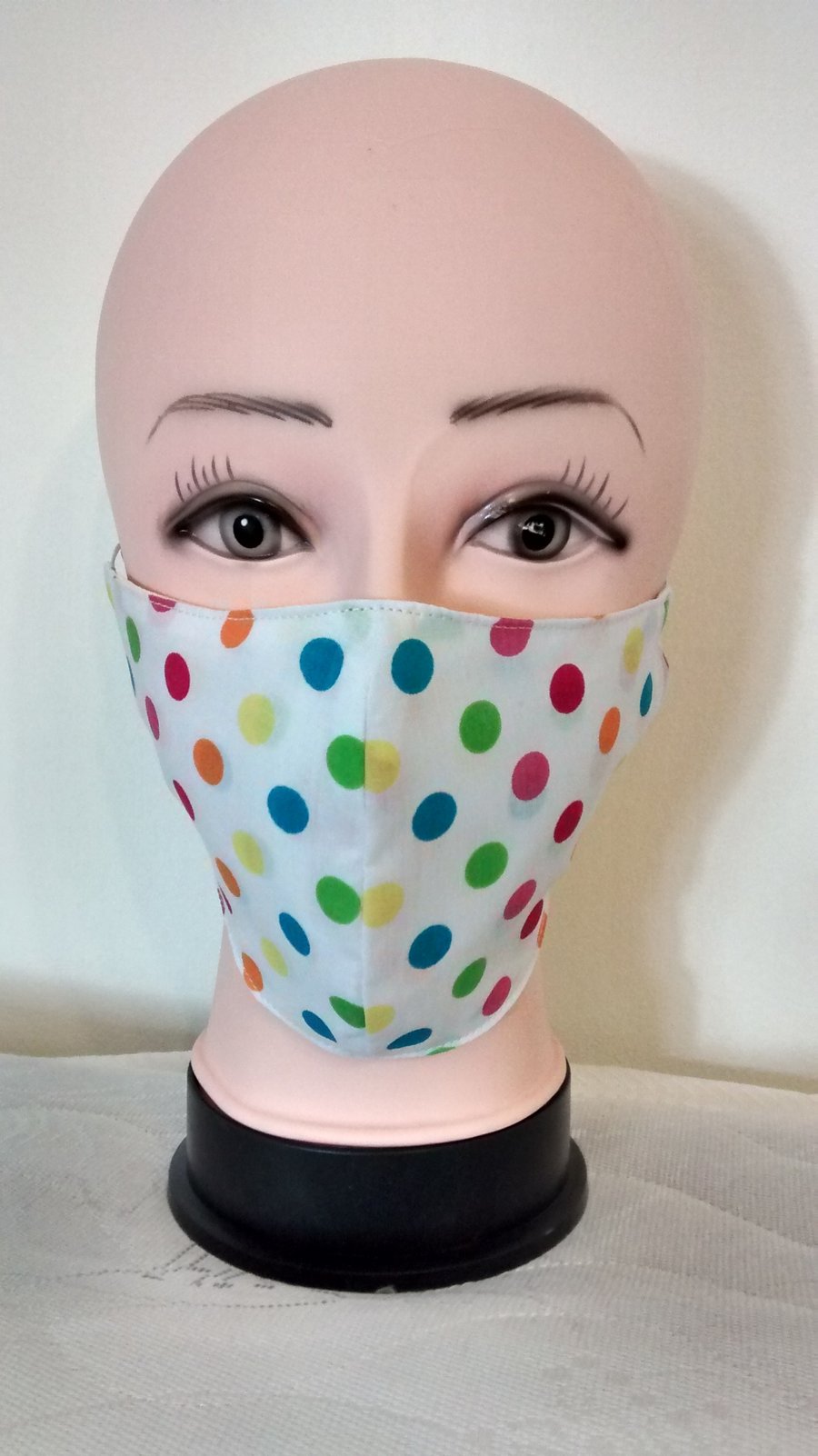 Handmade 3 layers polka dots reusable adult face mask.