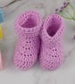 Lilac Crochet Baby Booties - Handmade Newborn Shoes 0-3 Months - Image 2