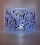 Glass Floral Meadow Panel in Grey, Purple, Pink & Black - Image 4