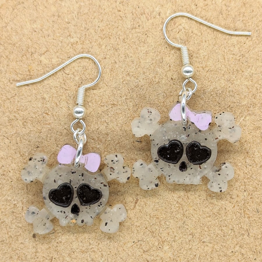 Pastel Goth Skull and Crossbones Earrings 