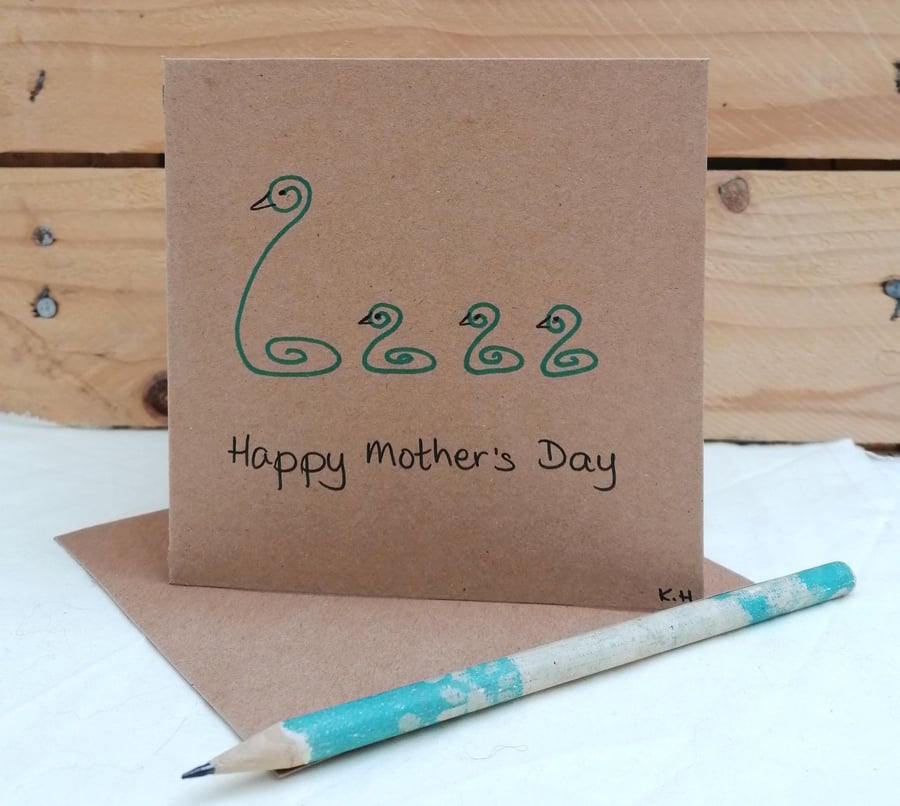 Mother's Day Card - Swan and Cygnets