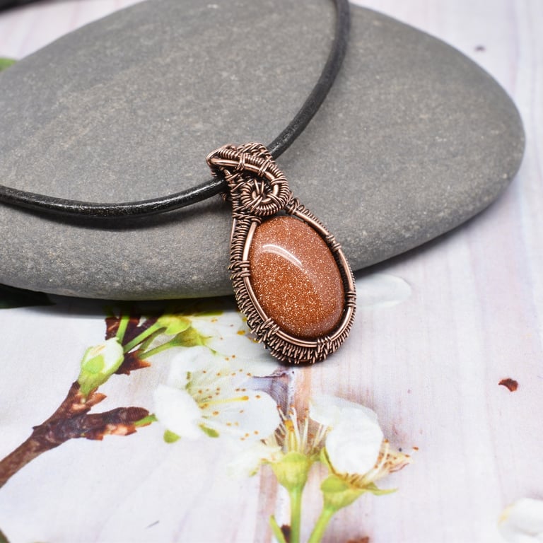 Goldstone and Copper One of a Kind Gothic Style Pendant