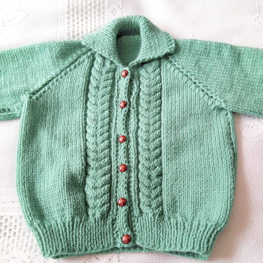 Child's Hand Knitted Cabled Jacket With Collar, Gift Idea for Children