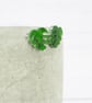 Titanium posts - Monstera leaf acrylic stud earrings - Green pearly plant - Image 6