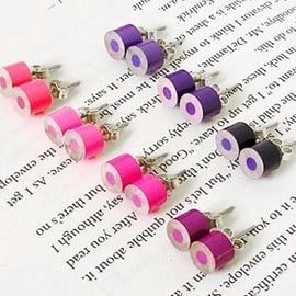 colour pencil ear studs, the purple and pink collection