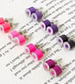 colour pencil ear studs, the purple and pink collection