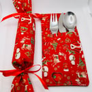 Place Setting for Christmas Dinner Table - Cutlery Holder and Reusable Crackers 