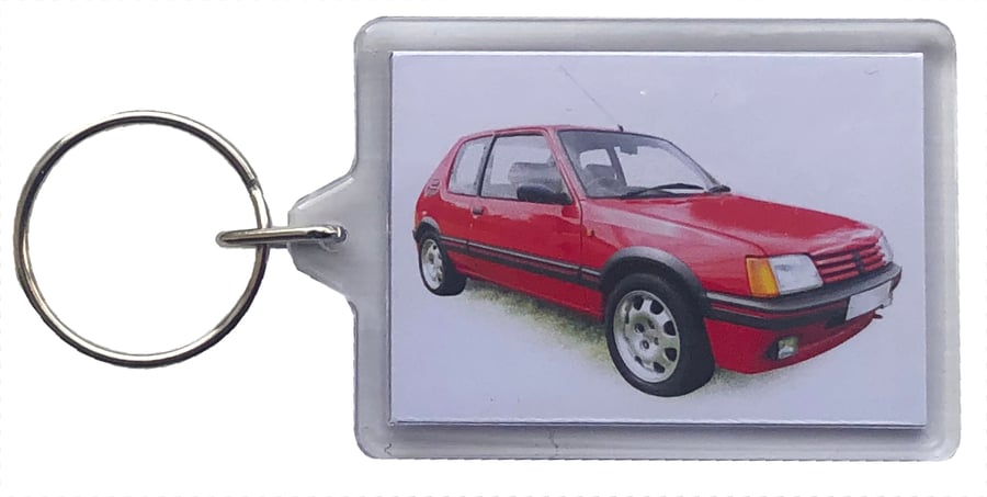 Peugeot 1.9GTI 1987 - Keyring with 50x35mm Insert - Car Enthusiast