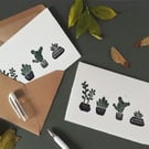 Purple Succulents – Folded A6 Greeting card – Colour Lino Print