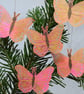 Embroidered Butterfly Hanging Decorations Pink and Gold Festive Decor (Set of 5)