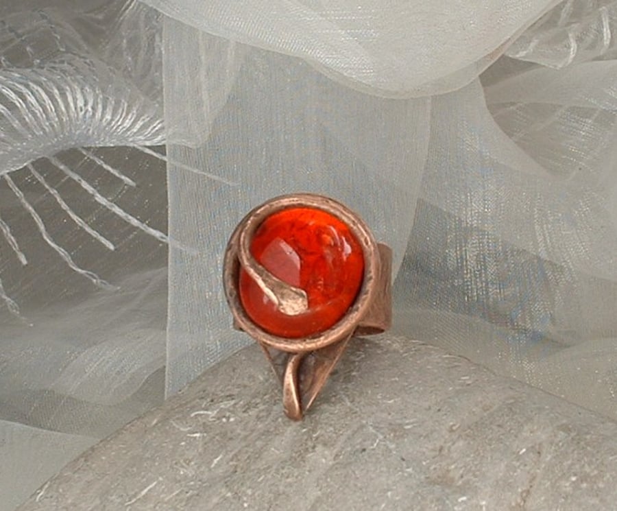 "The Guardian" Adjustable Unisex Rustic Copper Thumb Finger Ring