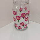 Hand painted Storage Jar - Pink Flowers
