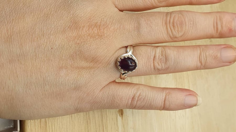 Purple Amethyst adjustable ring. Reiki jewelry. February birthstone