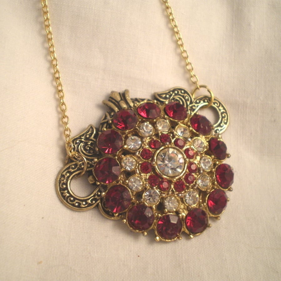  Lucious Red Vintage  Victoriana Necklace