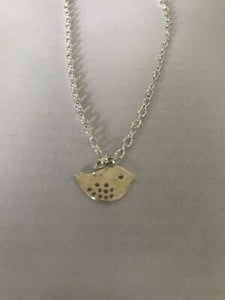 bird pendant necklace silver plated 18" curb chain
