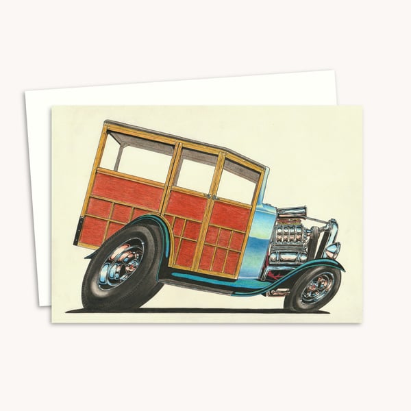 Custom Car Greeting Card - An Original Hand Drawn Illustration for a Car Buff