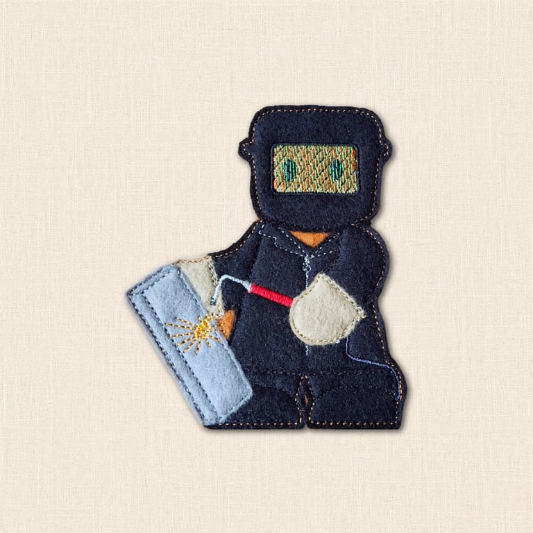 Welder Gingerbread Decoration - Embroidered Welding Character
