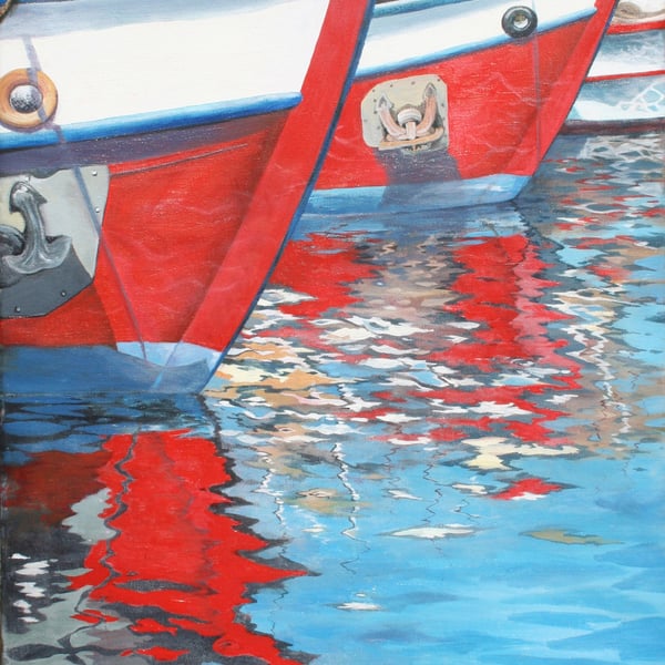 Volos Boats . Greece. Framed Special Edition Canvas Print 