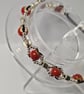 Handmade Red Glass & Silver Bead Adjustable Cord Bracelet – Bold Boho Elegance