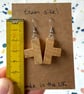 Light Wooden T Earrings from a 3D Puzzle - Old Stock - Super Seconds - Image 4