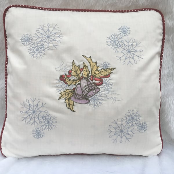 SAVE 5.00 Embroidered Christmas Cushion Cover - with or without a Cushion Inner.