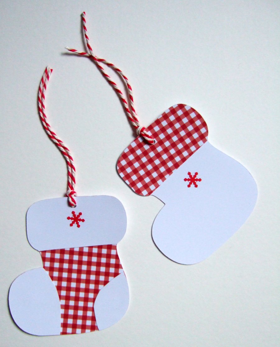 Christmas Stocking Gift Tags, Handmade Xmas Decorated Hang Tags
