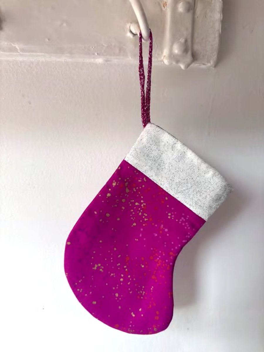 Summer seconds - pink with gold - Mini Christmas stocking - super cute