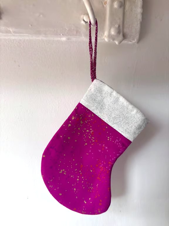 Summer seconds - pink with gold - Mini Christmas stocking - super cute