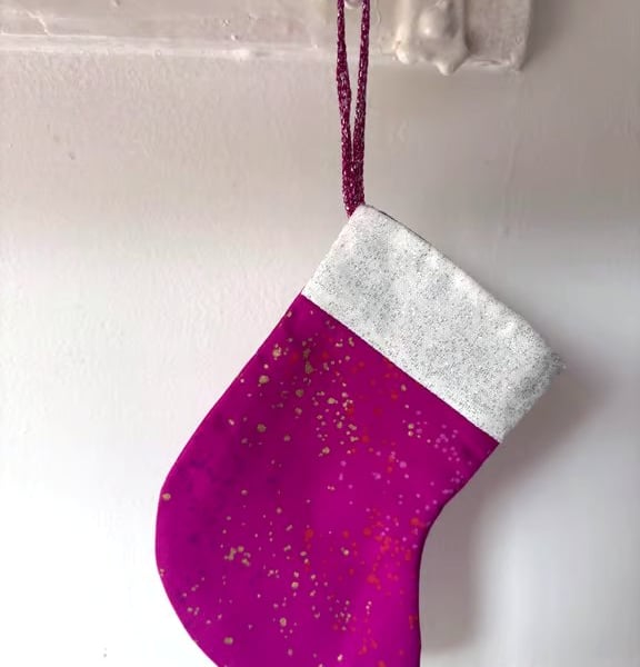 Summer seconds - pink with gold - Mini Christmas stocking - super cute