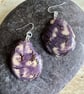 Purple striped Tagua nut large earrings 