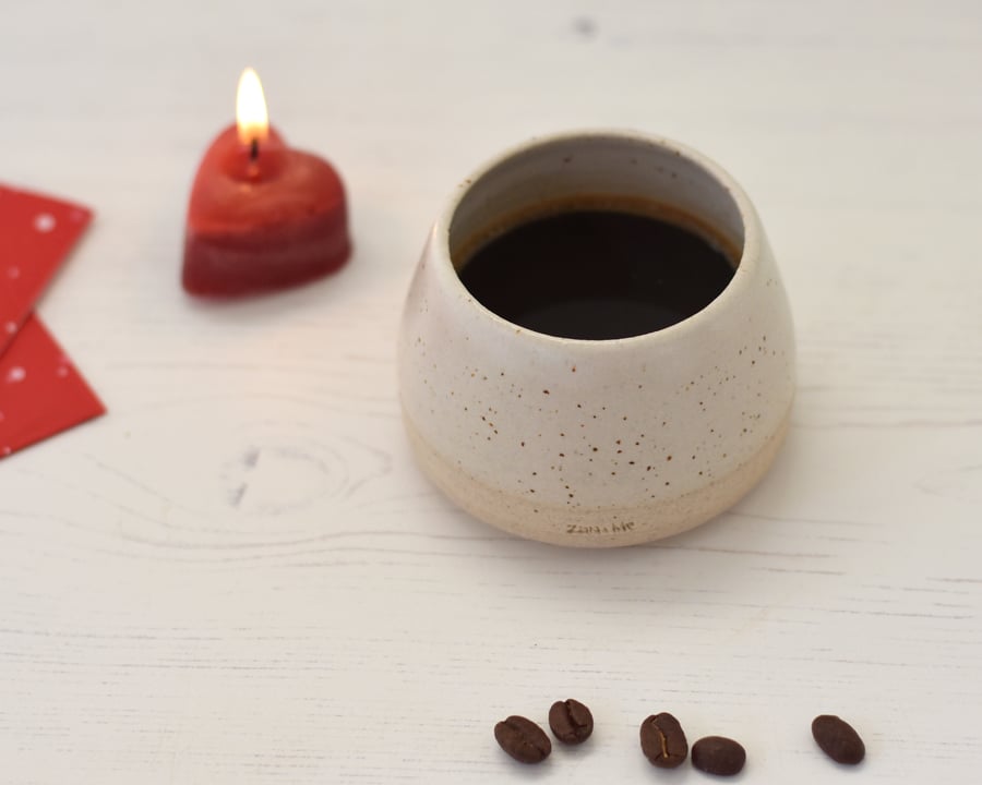 Creamy white ceramic espresso coffee cup  - handmade pottery
