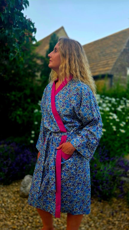 Handmade Liberty Fabric Dressing Gown – Authentic Tana Lawn Luxury Robe 