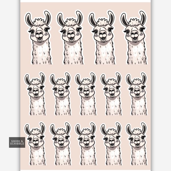 Funny Vinyl Sticker Sheet For Adults - Llama 