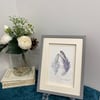 Original art feather Monoprint. birthday gift idea, ready to post