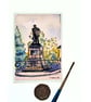 Original ACEO Mini Painting Tavistock Devon Drake Statue Watercolour and Ink - Image 1