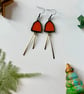 Persimmon orange stained glass dangles with hammered brass, festive jewellery - Image 10