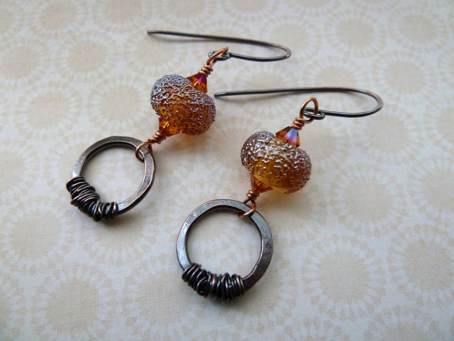 SALE copper and star dust earrings