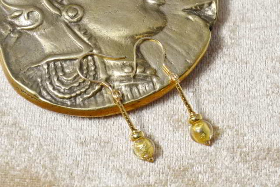 Gold Murano Glass Drop Earrings