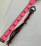 Black Red Suede Keyring Bag Charm w Gunmetal Heart Shaped Carabiner - Image 4