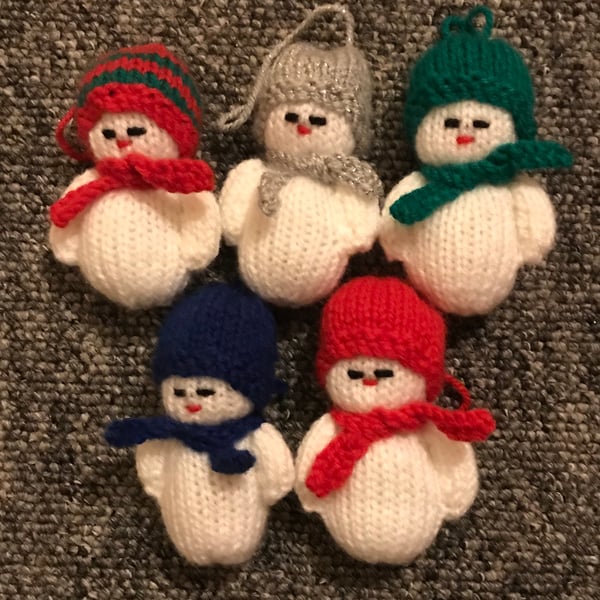 Handmade Knitted snowman x5