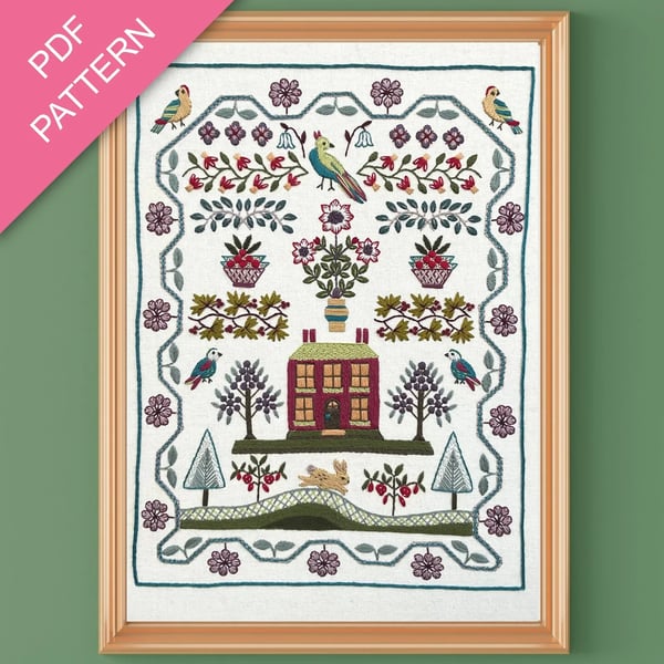 WinterBerry Cottage Embroidery PDF Pattern