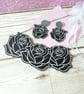 Black necklace, large rose black bib necklace, statement jewellery - Image 5