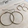 Large Gold Hoops in raw brass - simple circles - 1" 1.2 40mm - nickel free