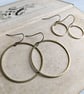 Large Gold Hoops in raw brass - simple circles - 1" 1.2 40mm - nickel free