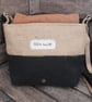 Upcycled Coffee Sack -  Crossbody Shoulder Bag - Green black and brown zigzag - Image 2