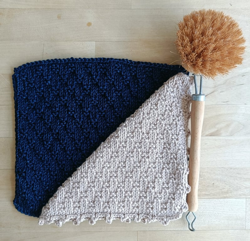 Cotton hand knitted dishcloths facecloths