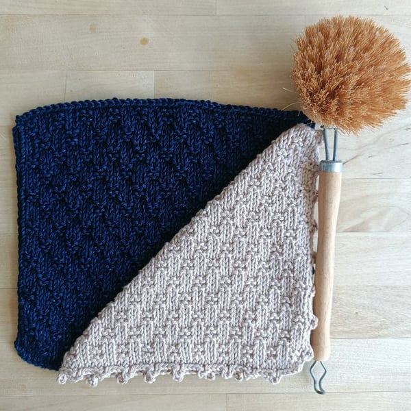 Cotton hand knitted dishcloths facecloths