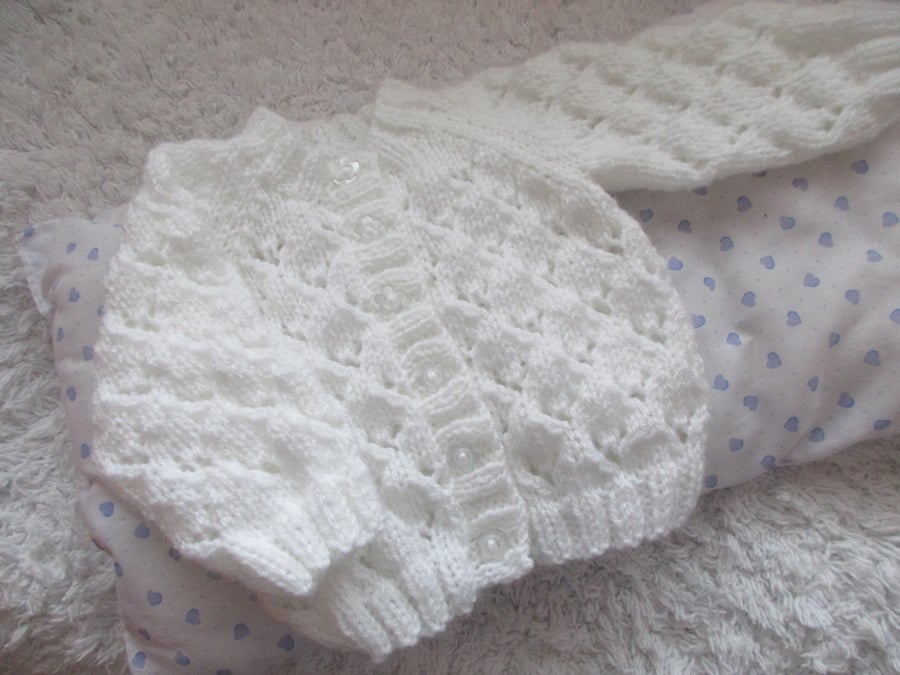 14" White Round Neck Lace Cardigan