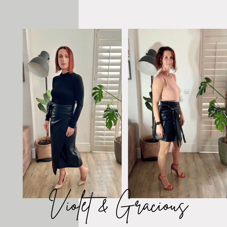 Black Vegan Leather Wrap Skirt . Faux Leather S - Folksy