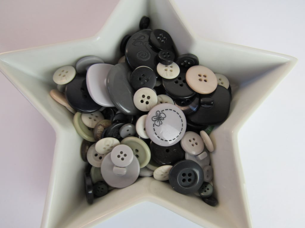 50g Mixed Winter Black Grey Craft Buttons